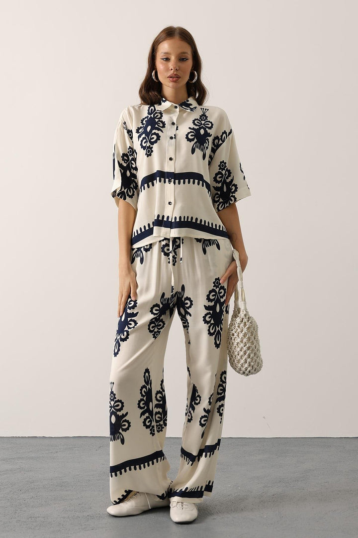 Blue Stylish Floral Set For Spring Summer