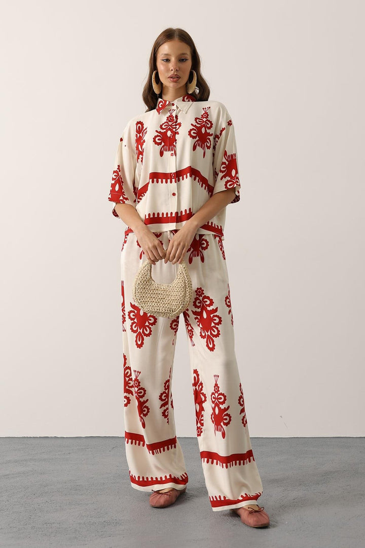 Red Stylish Floral Set For Spring Summer