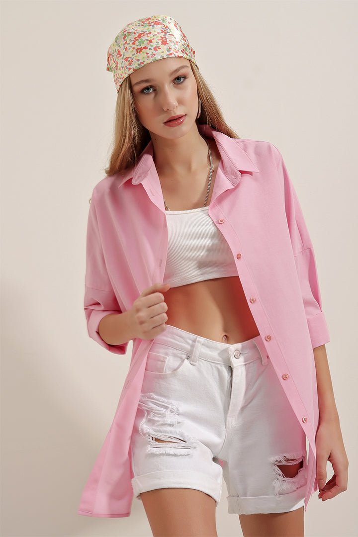 Rose Soft Touch Pink Oversized Shirt