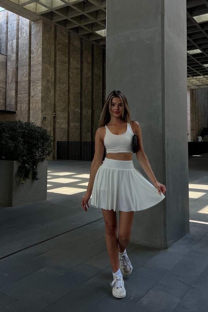 White High-Waist Pocket Mini Skirt