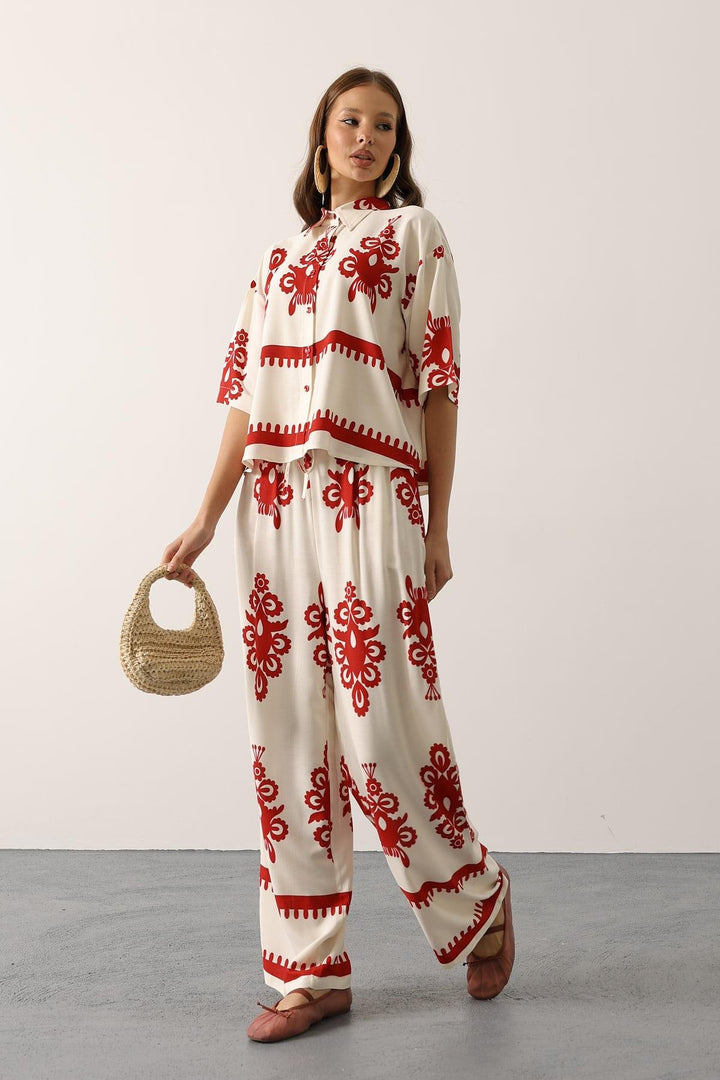 Red Stylish Floral Set For Spring Summer