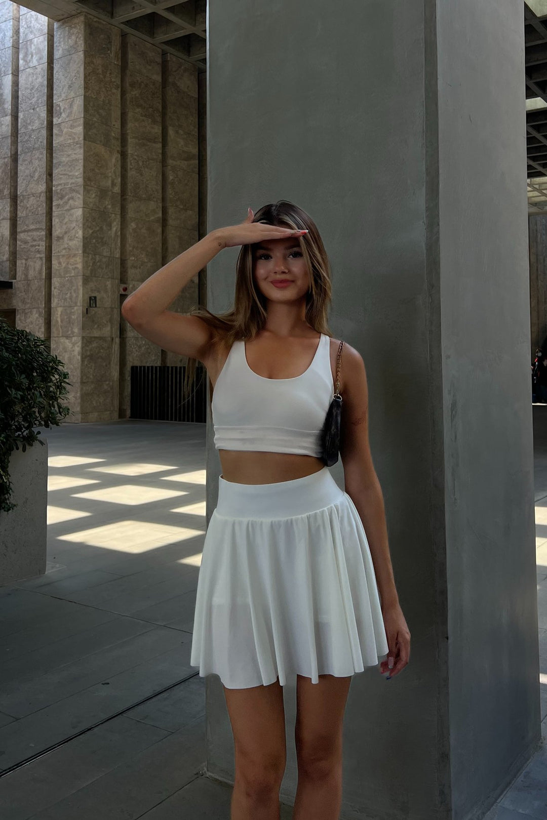 White High-Waist Pocket Mini Skirt