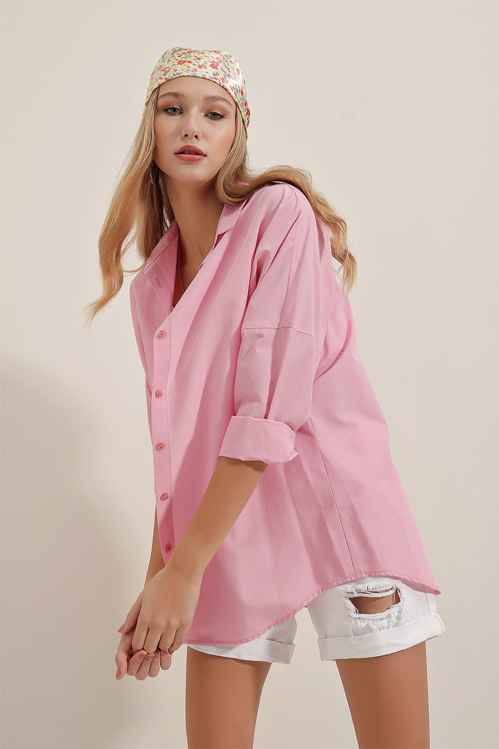 Rose Soft Touch Pink Oversized Shirt