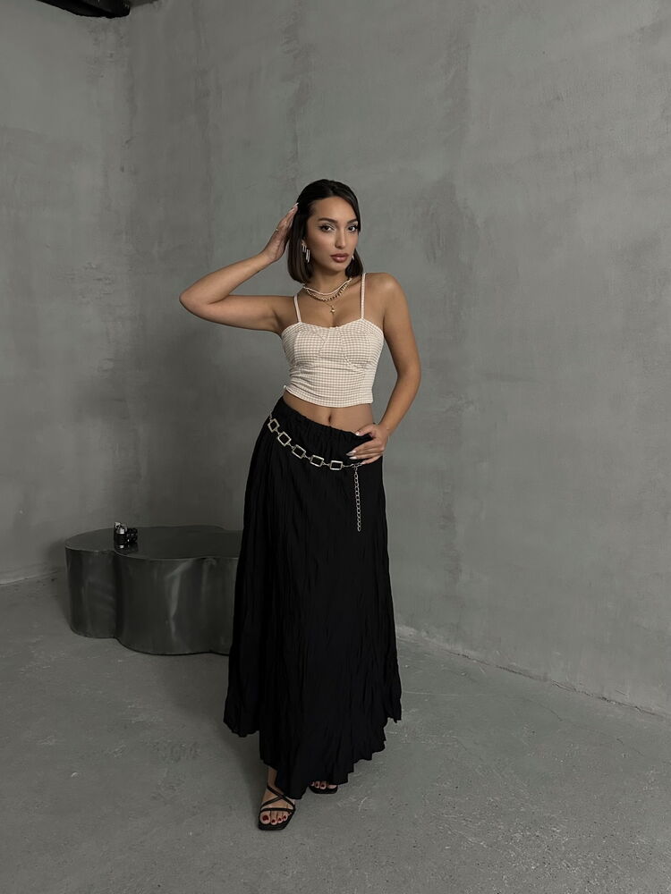 Stone Gingham Bustier Crop Top