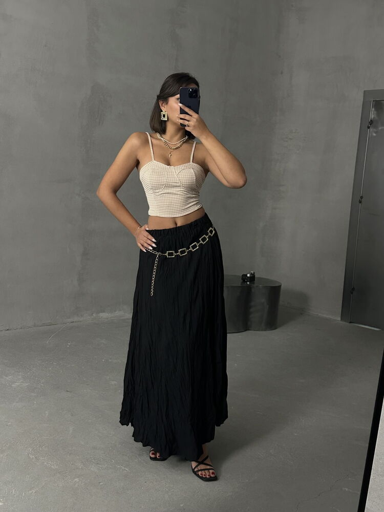 Stone Gingham Bustier Crop Top