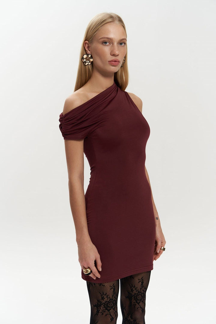 Sheer Burgundy Mini Dress