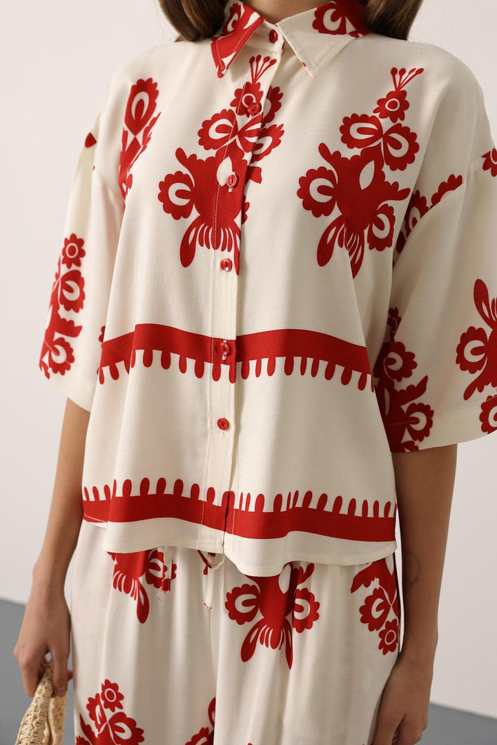 Red Stylish Floral Set For Spring Summer