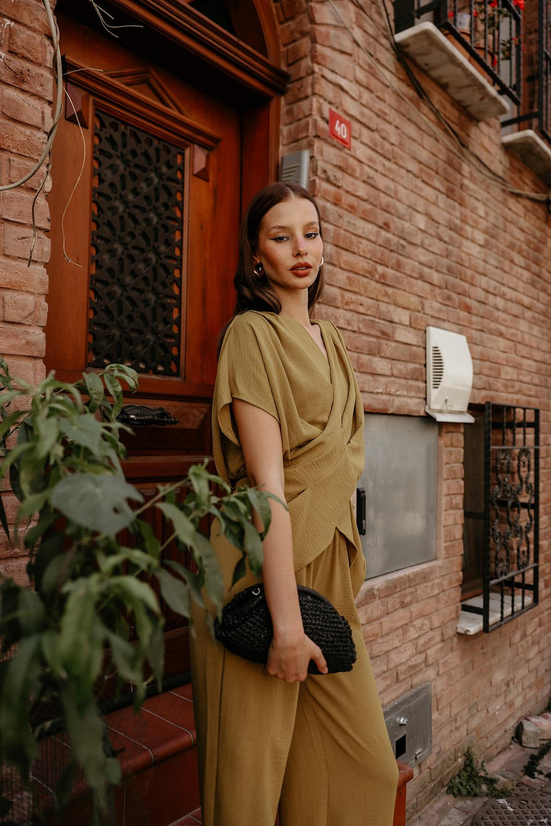 Khaki Elegant Casual & Formal Two-Piece Set