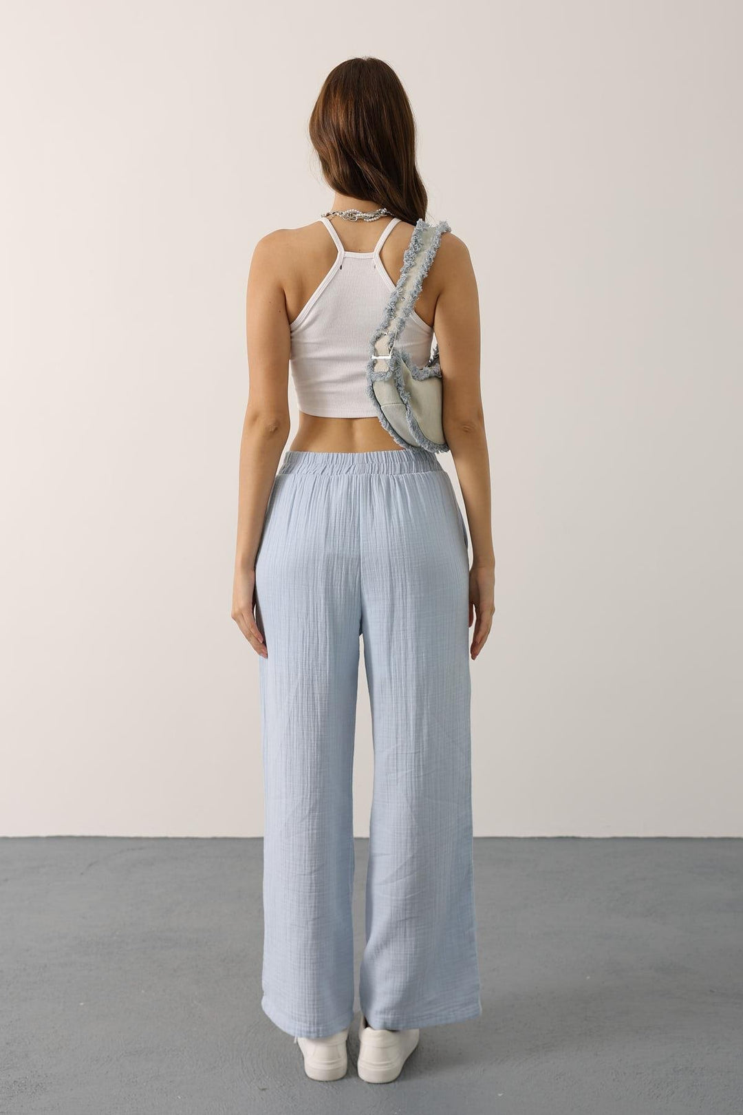 Comfort Fit Blue Sporty Palazzo Pants
