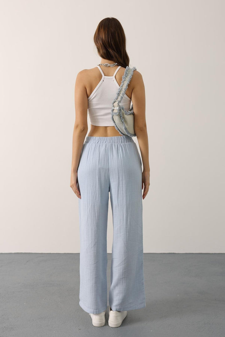 Comfort Fit Blue Sporty Palazzo Pants