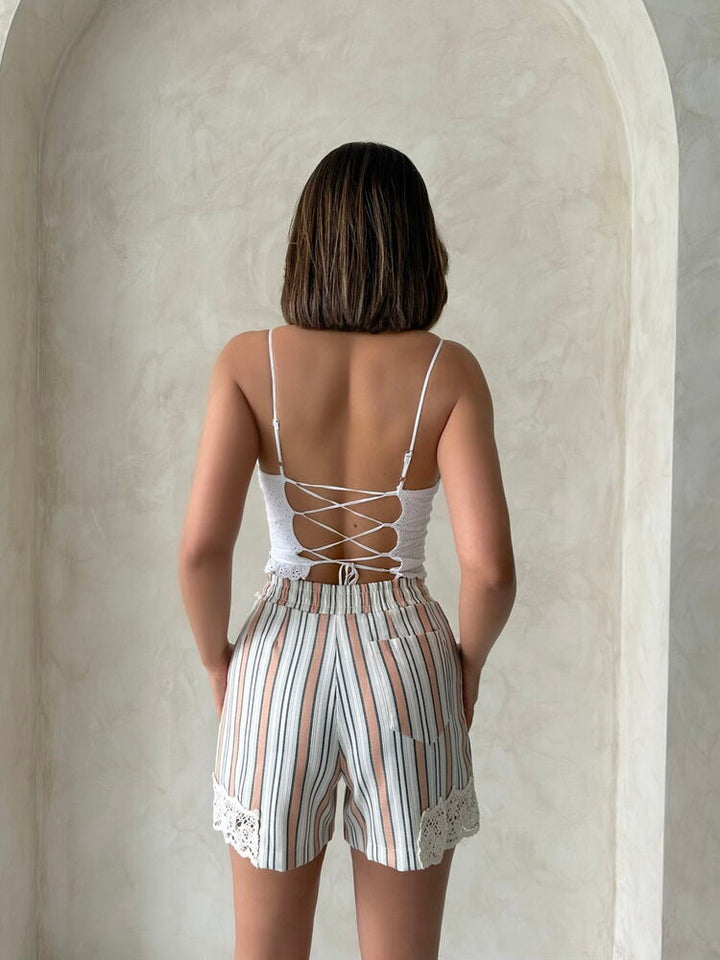 Powder Lace Striped Shorts