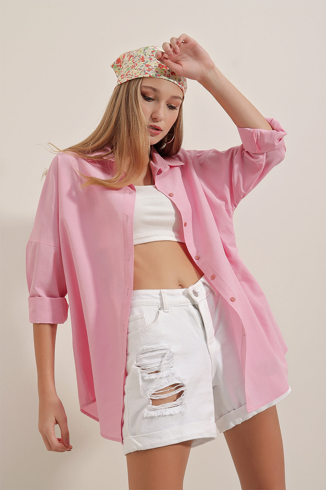 Rose Soft Touch Pink Oversized Shirt