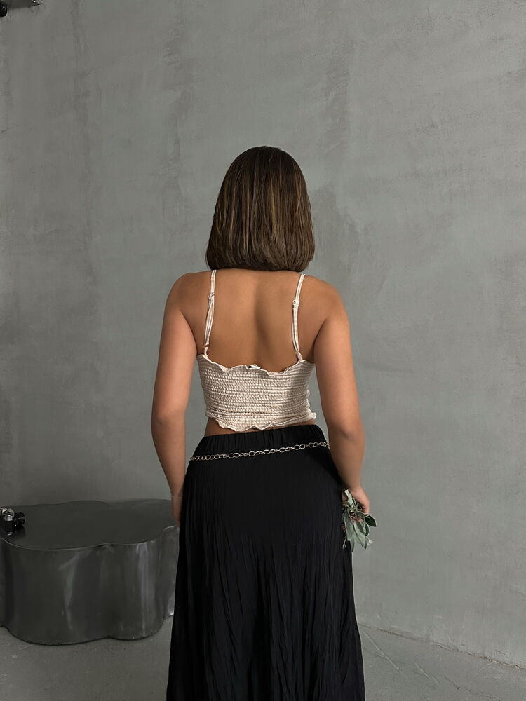 Stone Gingham Bustier Crop Top