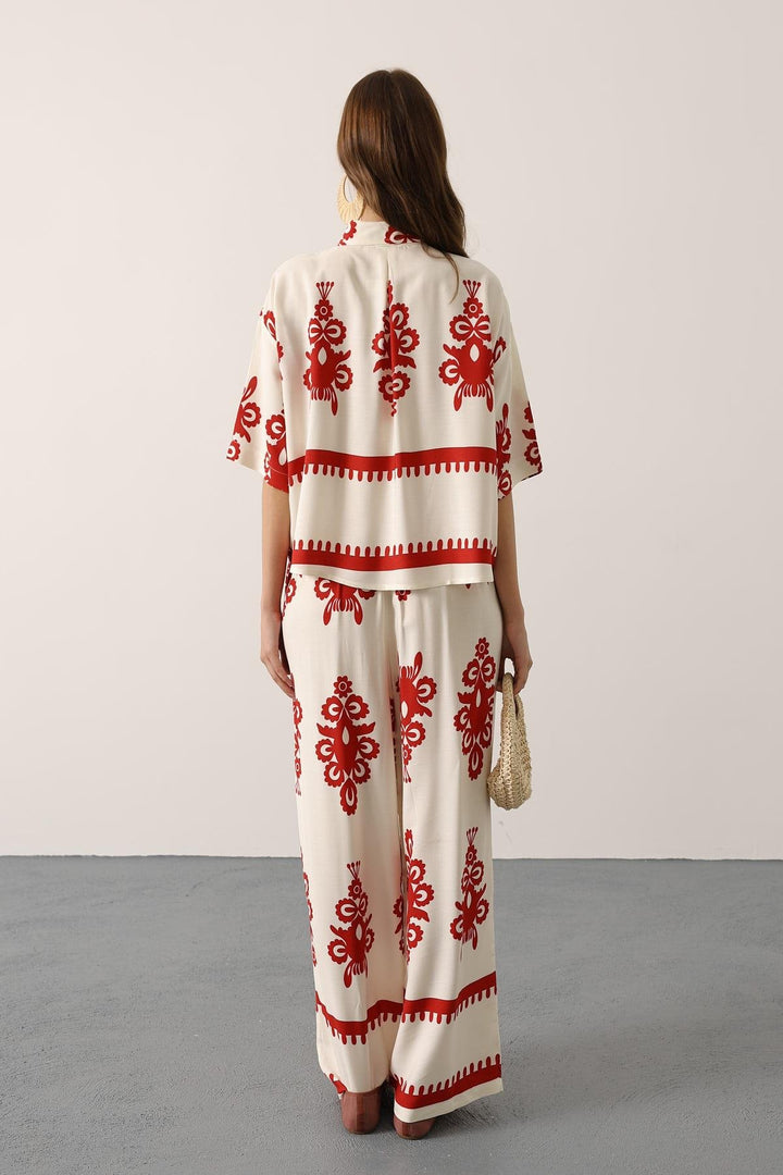 Red Stylish Floral Set For Spring Summer